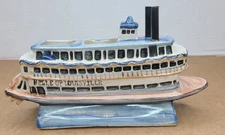 Vntg Rare Louisville Stoneware Belle Of Louisville Steamboat Caddy Planter 