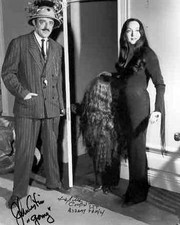 John Astin & Carolyn Jones Autograph Reprint 8x10 Photo 1960s TV Family B&W