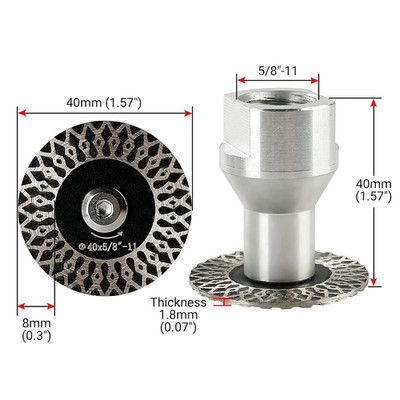 LOZLIN 5-PC 40Mm Diamond Engraving Blade Saw Kit Removable Flange 5/8-11 Thread