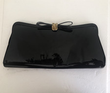 Vintage Black patent clutch purse vinyl plastic MCM Rockabilly grandmacore