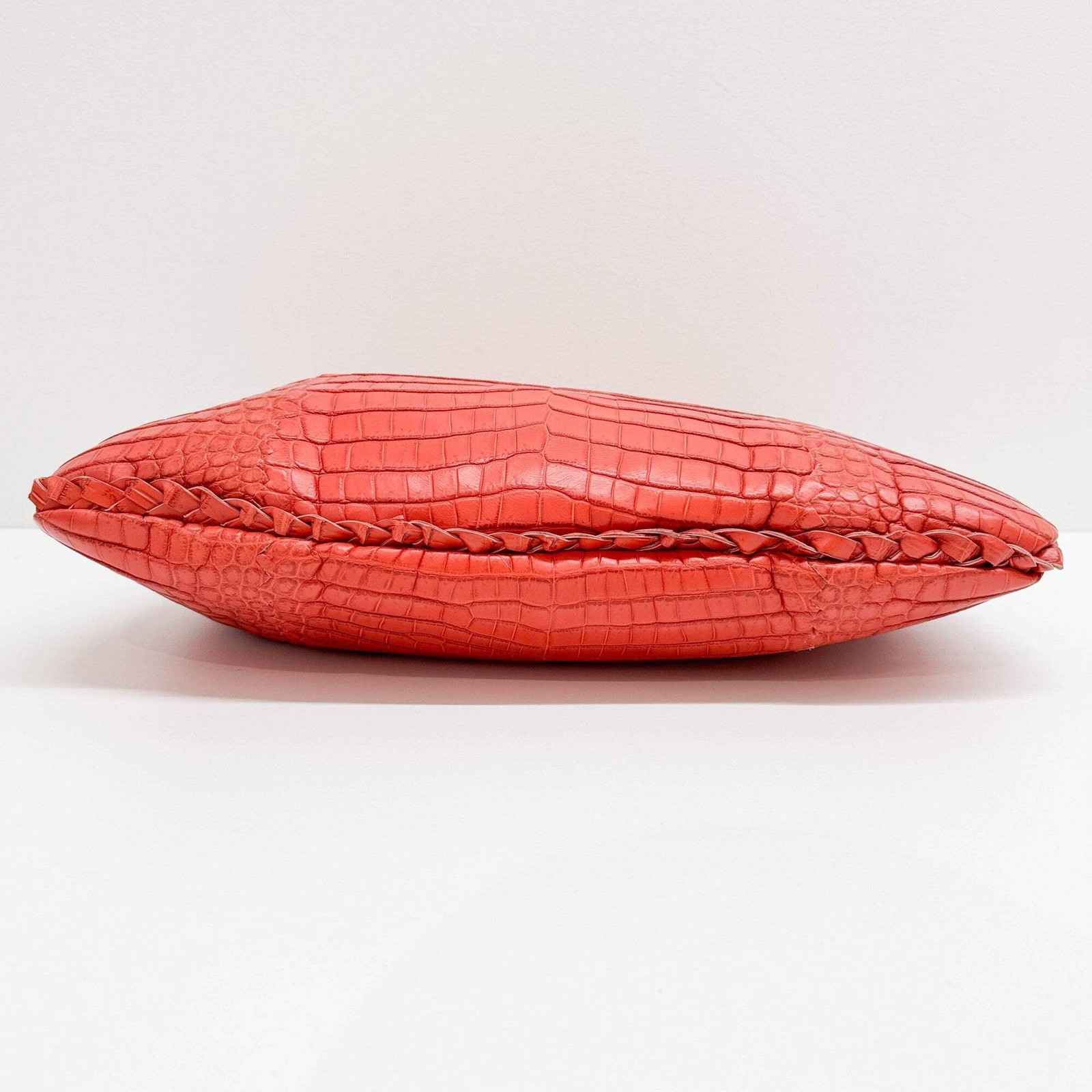 BOTTEGA VENETA Cervo Blood Orange Crocodile Embossed Leather Shoulder Bag thumbnail 8