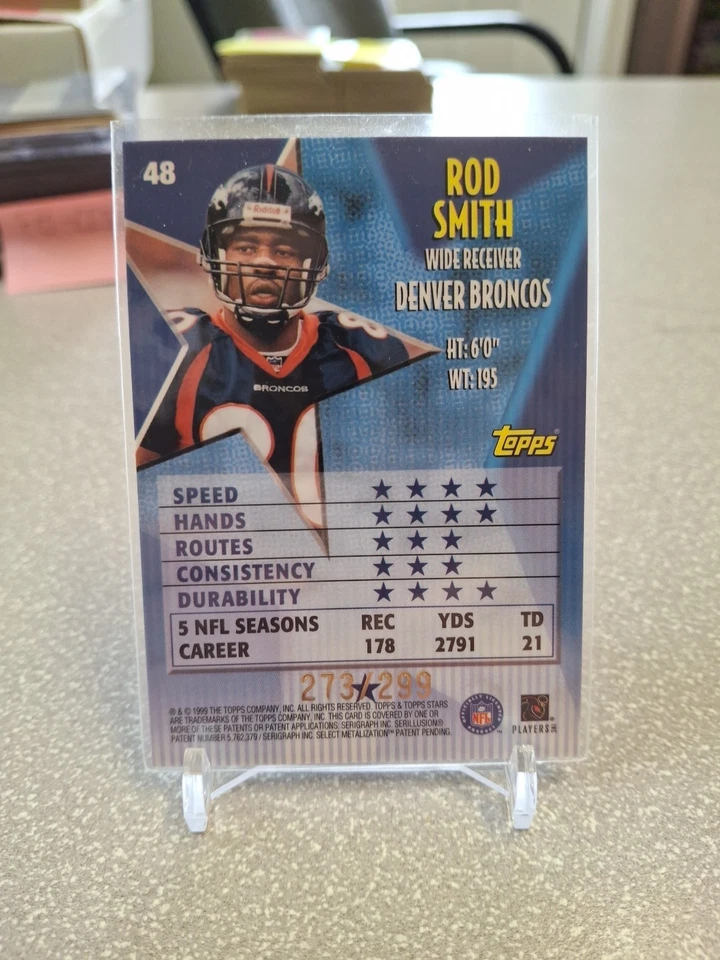 1999 Topps Stars One Star Parallel /299 Rod Smith #48 - Image 2 of 2