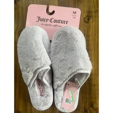 Juicy Couture Lavender Grey Rhinestone Logo Scuff Slippers WJ05300W M 7/8