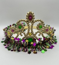 Mardi Gras Crown Tiara Gold Queen Fancy Dress Up Halloween Costume Accessory