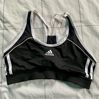 adidas Climalite Racerback Pullover Wireless Sports Bra Black/White Womens M