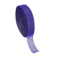 1"x10 Yard Crystal Rhinestones Mesh Ribbon Blue 4mm 