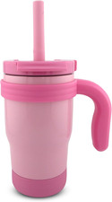 Kids Insulated Tumbler, 14 Oz, Double Wall, Integrated Handle, Straw, Flip Lid,