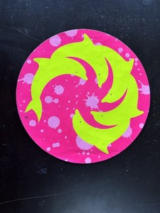 WRV Wave Riding Vehicles VB Surf Sticker Large Punk Day Glo Dolphins Decal Pink