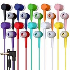 10 Pack Bulk Wired Earbuds with Microphone, In Ear Headphones 3.5mm Jack, 4ft...