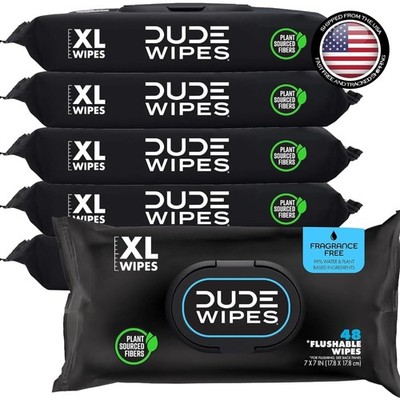 Extra-Large Unscented Flushable Wipes - 6 Pack for Comfortable Everyday Hygiene