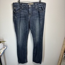 Big Star Women s 33R Maddie Straight Leg Mid Rise Jeans Embroidered Pockets