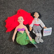 2 Pc. NEW Disney Mini Bean Bags Ariel Eric The Little Mermaid 8'' Plush Toy