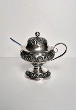 sehr sch&ouml;ne alte Biedermeier 826 Silber Kavierschale / Gew&uuml;rzgef&auml;&szlig; mit L&ouml;ffel