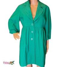Nine West Dressy Faille Ruched Overcoat Dress Coat Emerald Green Women Sz Medium