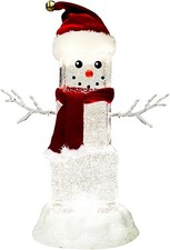 Moments in Time LED Acrylic Ice Cube Snowman Light-Up Glitter Water Spinning... 
