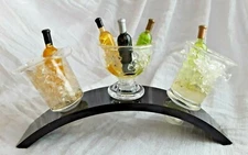 SET OF 3 ACRYLIC MINI WINE CHILLER BOTTLE STOPPERS & DISPLAY STAND BARWARE TOOL
