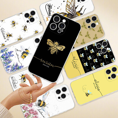 Bee Printed Phone Case For iPhone 16e 15 14 Pro Max 13 12 11 XR Custom TPU Cover
