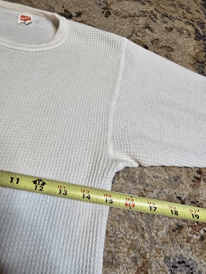 Camisa Térmica Hanes Waffle-Knit Vintage Años 70 XL Apretada Elastizada Cola Larga Etiqueta Roja Foto 3 de 4