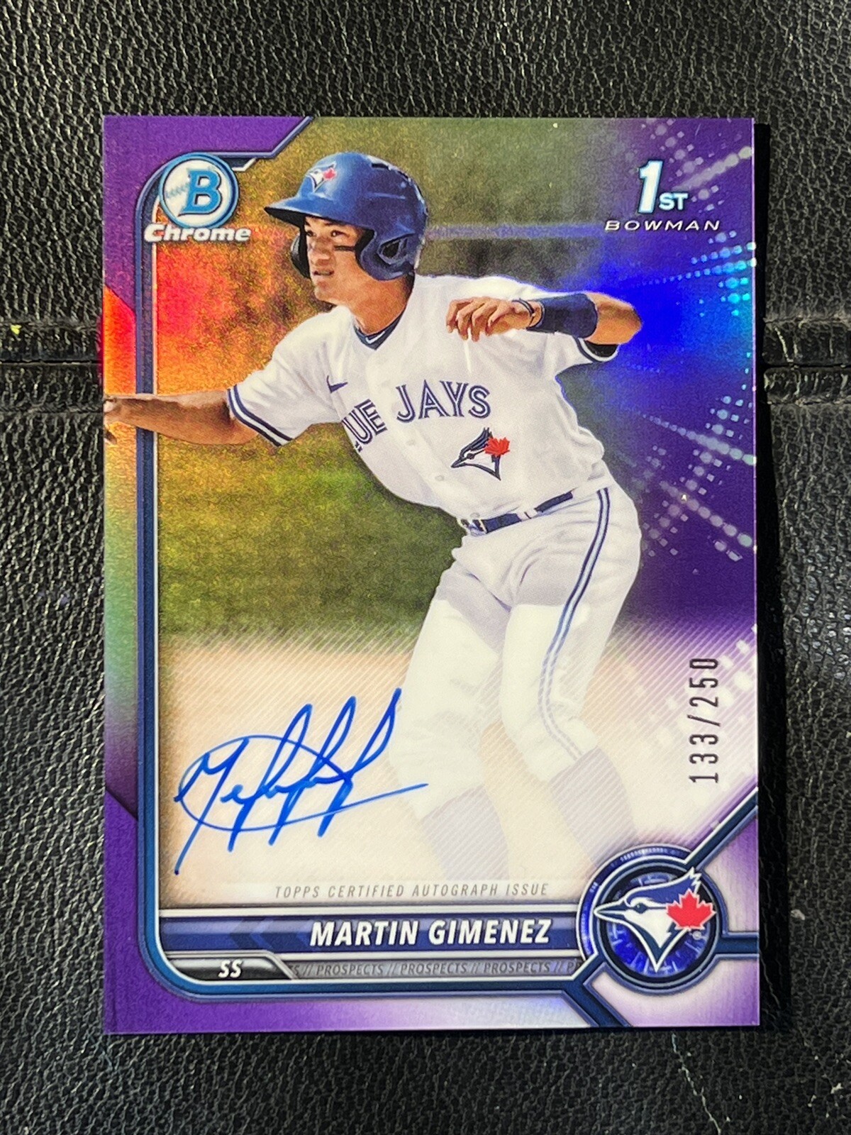 MARTIN GIMENEZ 2022 Bowman Chrome Purple Refractor Auto 133/250 1st