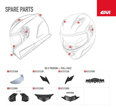 Z2493TR GIVI RICAMBIO VISIERA TRASPARENTE ANTIGRAFFIO CASCO 50.5 TRIDION  RAPTOR | eBay