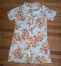 Vintage JCPenney's Mod Floral House Coat Large Dress Mrs. Roper Cotton Poly 