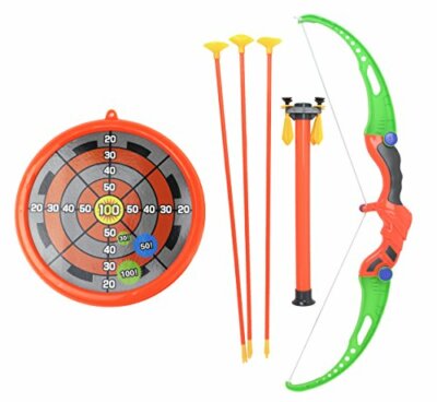 Super Shoots Archery Toy Bow & Arrow Playset w/ Bow, 3 Large Suction Cup Arrows,