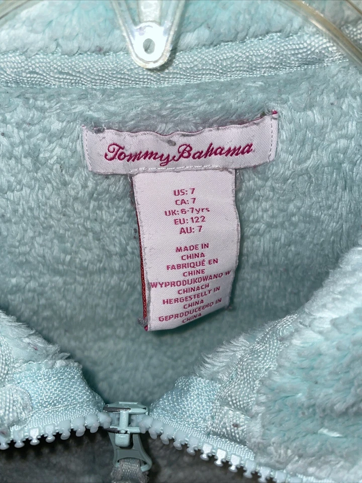 Tommy Bahama Fleece Jacket Girls Size 6-7 Years Mint Green Outdoors School - Image 2 of 4