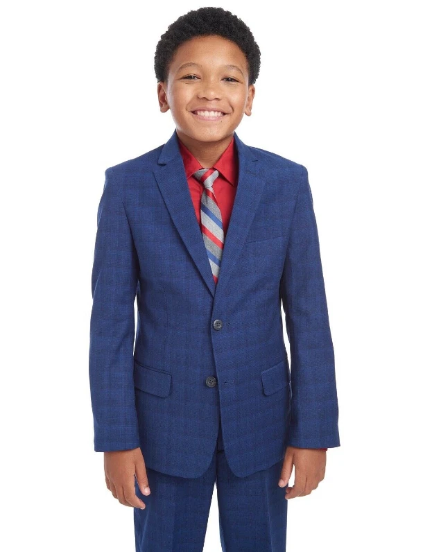 Tommy Hilfiger Big Boys Stretch Plaid Suit Jacket Midnight SIZE 14