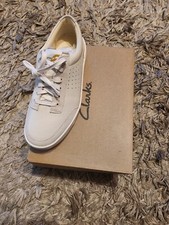 Image of Clarks Ladies Hero Air Lace White Leather Trainers, Size Uk 5