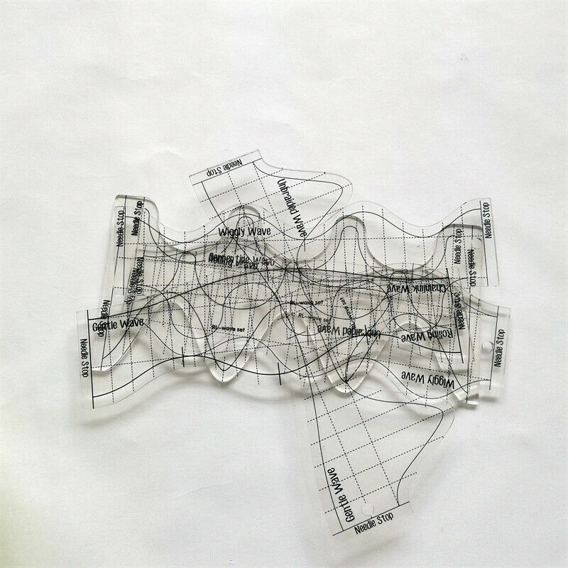 Juego de plantillas de regla de acolchado de onda de longitudes de onda únicas Foto 3 de 4