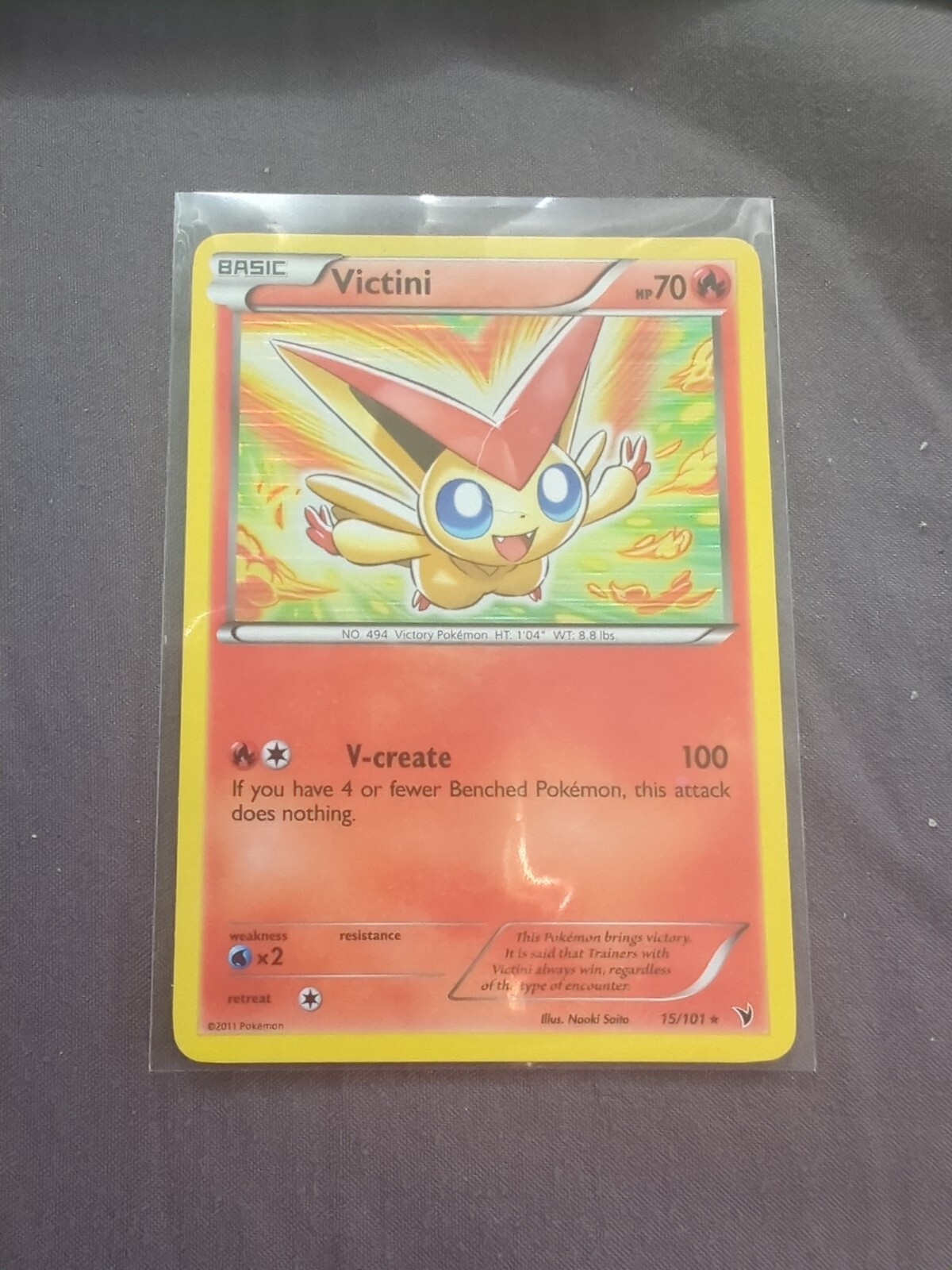 Pokemon Victini 15/101 Noble Victories Holo Rare LP Card