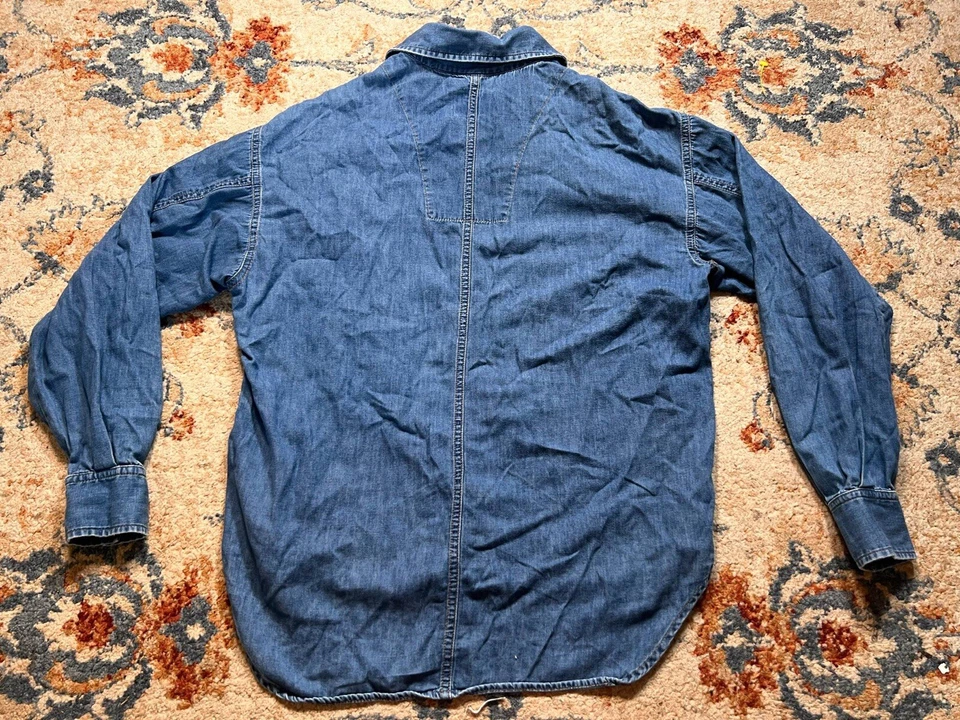 Guess Denim Shirt Men's Medium Chambray Y2K Preppy Grunge 90s Button Down - Image 4 of 4