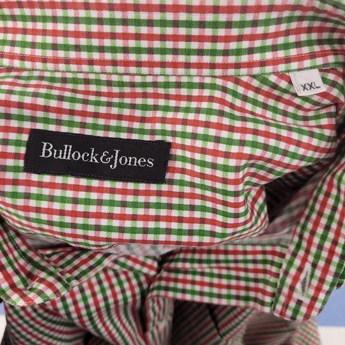 Bullock Jones Shirt Mens 2XL XXL Green Red Check Italian Made Sport Casual - Picture 5 of 11