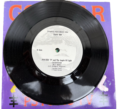 Psychic TV Godstar Temple Records Ltd. Edition 1984 UK Pressing Black Vinyl 7" - Picture 4 of 5