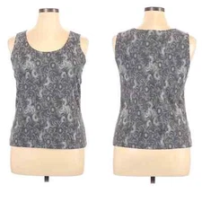CHICO'S sleeveless tank top, blouse, workwear, gray white pattern, Women's XL