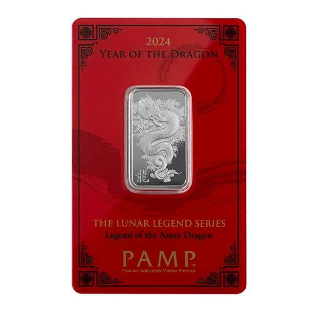 Ebay Live 25.19  - 10 Gram Silver 2024 Pamp Lunar Legends Azure Dragon Bar