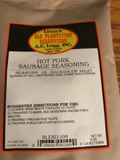 Legg's Old Plantation Seasonings - Hot Pork Sausage Seasoning - 25 lbs - EL109