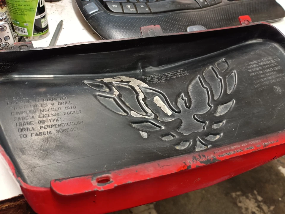 98-02 Firebird Trans Am parachoques delantero placa de matrícula panel de llenado usado defectos GM Foto 4 de 4