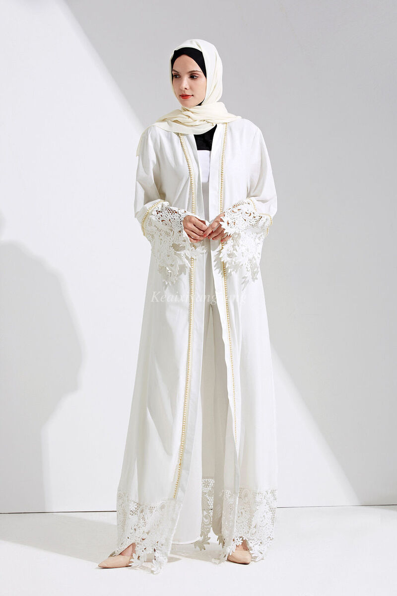 Dubai Style Women Open Front Kaftan Abaya Muslim Cardigan Robe Maxi Dress