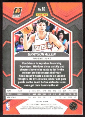 2023-24 7453E Panini Mosaic RED PRIZM Grayson Allen Phoenix Suns