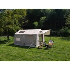 Inflatable Glamping Tent 9.8x13ft w/ Hand Pump,Waterproof/Windproof - Beige