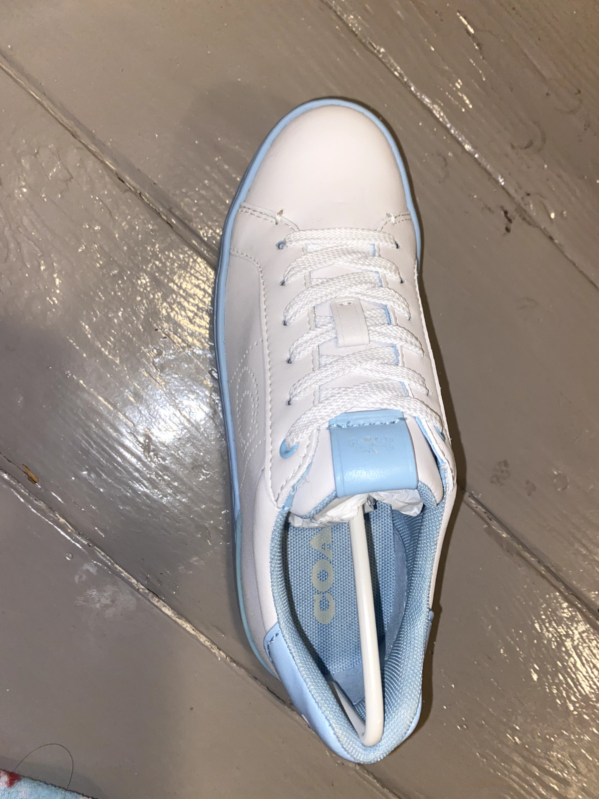 Baby Blue and White High Line Coach Sneakers- Women's 5.5 US