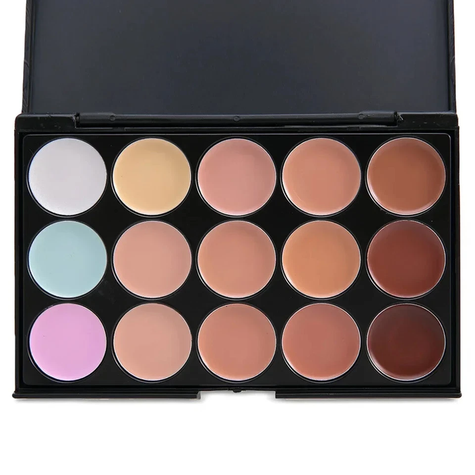 15 Color Concealer Cover Palette Coverage Concealer Puff + Brush Sets Gift Women - Image 4 of 4