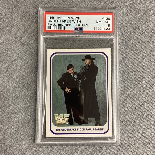 1991 Merlin WWF #136 The Undertaker w/ Paul Bearer-Italian PSA 8 NM-MT