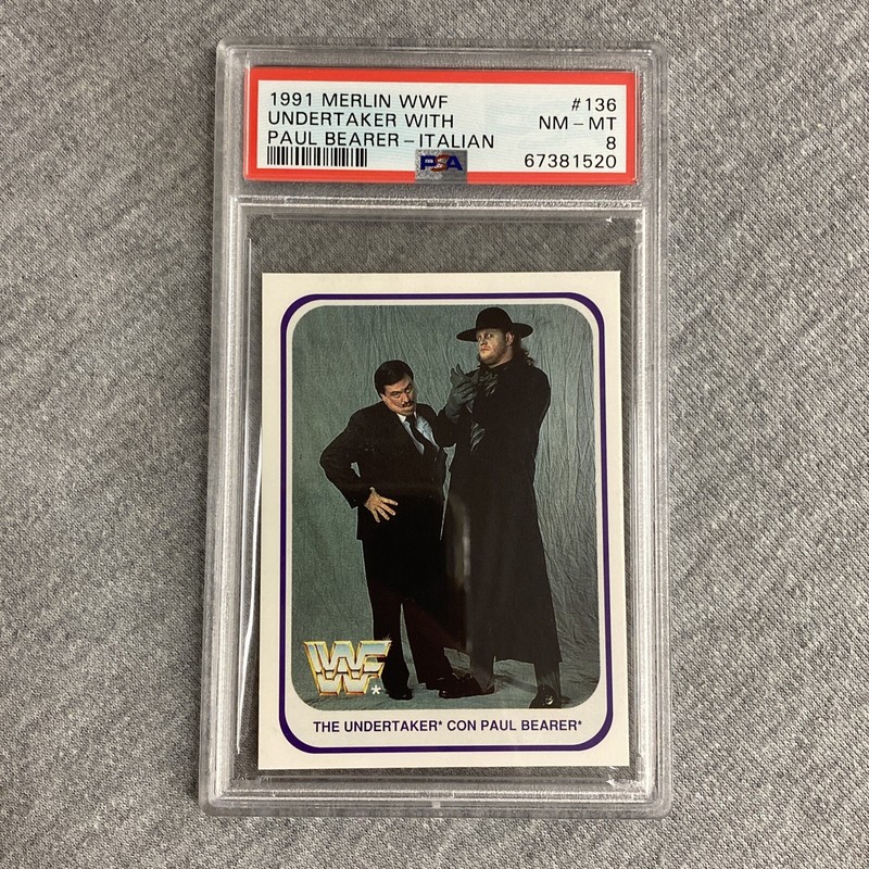 1991 Merlin WWF #136 The Undertaker w/ Paul Bearer-Italian PSA 8 NM-MT
