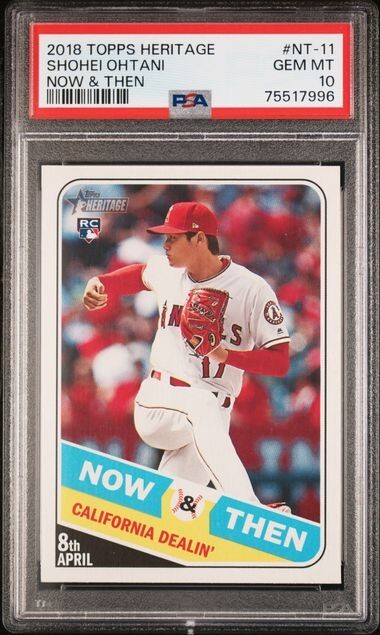 2018 TOPPS HERITAGE NOW & THEN #NT-11 Shohei Ohtani ROOKIE RC PSA 10 GEM MINT