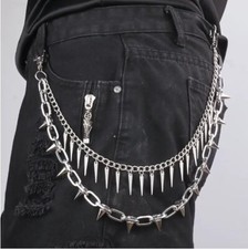 Belt Chain Punk Hip Hop Goth Style Jeans Trousers Hanging Chains Spikes Rivets