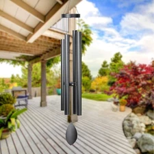 Elegant 44'' Black Wind Chimes - Perfect Decor for Memorials and Gardens