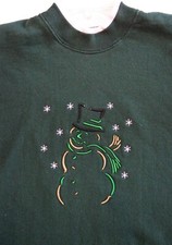 Vintage Embroidered Winter Snowman Ugly Christmas Crewneck Grandma Sweatshirt