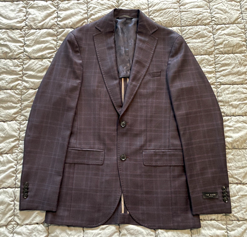 Ted Baker karl spj 100% wool sport coat jacket plaid check blazer 36 R mens NEW